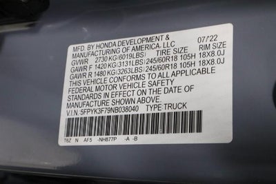 2022 Honda Ridgeline RTL-E