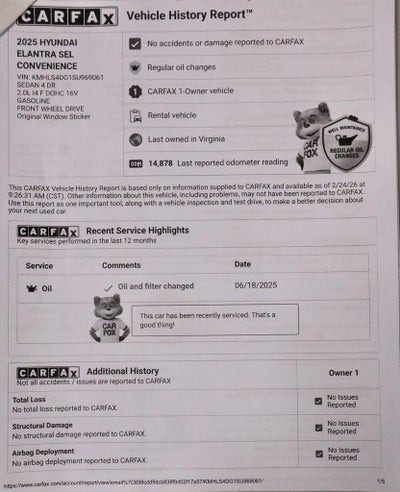 2025 Hyundai ELANTRA SEL Convenience
